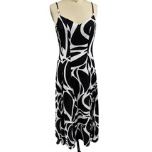MSK Black White Abstract Print Maxi Dress Size M NWT Linen Blend - $47.47