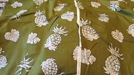 &quot;&quot;Pineapples On Olive Green&quot;&quot; -VINTAGE Cotton Fabric Pieces - Sevenberry - Japan - £7.08 GBP