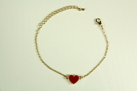 Single Carnelian Heart Bracelet, Gold Plated - £27.44 GBP