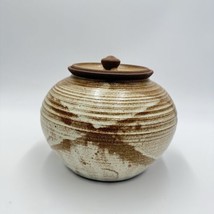 Vintage Lake Superior Art Studio Pottery Jar speckled brown ombre glaze Lidded  - $315.00