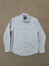 Aeropostale Pearl Snap Shirt Mens M Blue Striped Slim Fit Western Cotton - £14.93 GBP