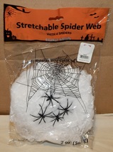 Spider Web Halloween &amp; 4 Spiders 2 oz More You Stretch It Better It Look... - £2.31 GBP