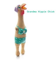 Charming Pet Rubber Chickens Toy Squawker Squeeky Large Grandma Hippie Chick - £14.52 GBP