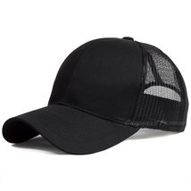 HOT Jos Black Plain Trucker Hat - Mesh Back Snapback Baseball Cap Solid ... - £15.02 GBP