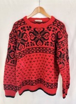 Vintage Handmade In Norway Sweater Medium 100% Wool Ski Pullover Women Christmas - £47.95 GBP