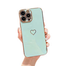 Anymob iPhone Case Luxury Blue Color Electroplated Love Heart with Silicone - £19.08 GBP