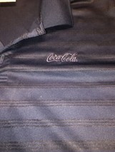 Coca-Cola Embroidered Logo Blue Adidas Collar Shirt Size L - $17.12