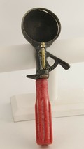 VINTAGE KITCHENWARE TOOL EARLY RED PLASTIC HANDLE ICE CREAM SCOOP  - $10.00