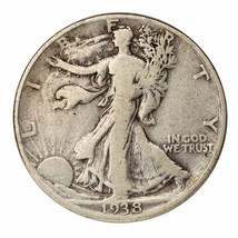 1938-D Silver Walking Liberty Half Dollar 50C (Very Good, VG Condition) - £57.21 GBP