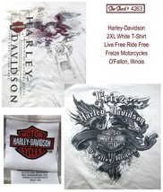 Harley-Davidson 2XL White T-Shirt Live Free Ride Free - Freize - O&#39;Fallon, IL - $15.95