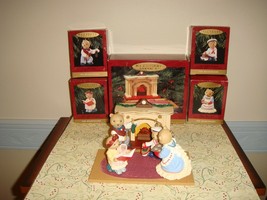 Hallmark 1993 The Bearingers Flickering Fireplace &amp; Family 4 Ornaments Complete  - £20.02 GBP