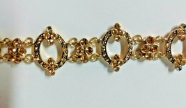 Monet Vintage Bracelet Amber Colored Rhinestone and Gold Tone Bridgerton Style - $19.34