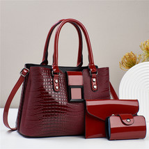 Women&#39;s -Child Bag PU Bright Leather Lizard Pattern Shoulder Crossbody Hand Bag - £37.56 GBP