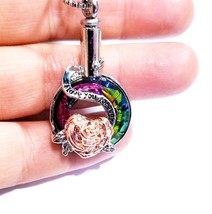 Memorial Necklace Pendant, Ashes Urn Necklace, Forever Love Rainbow Pendant, Cre - £26.83 GBP