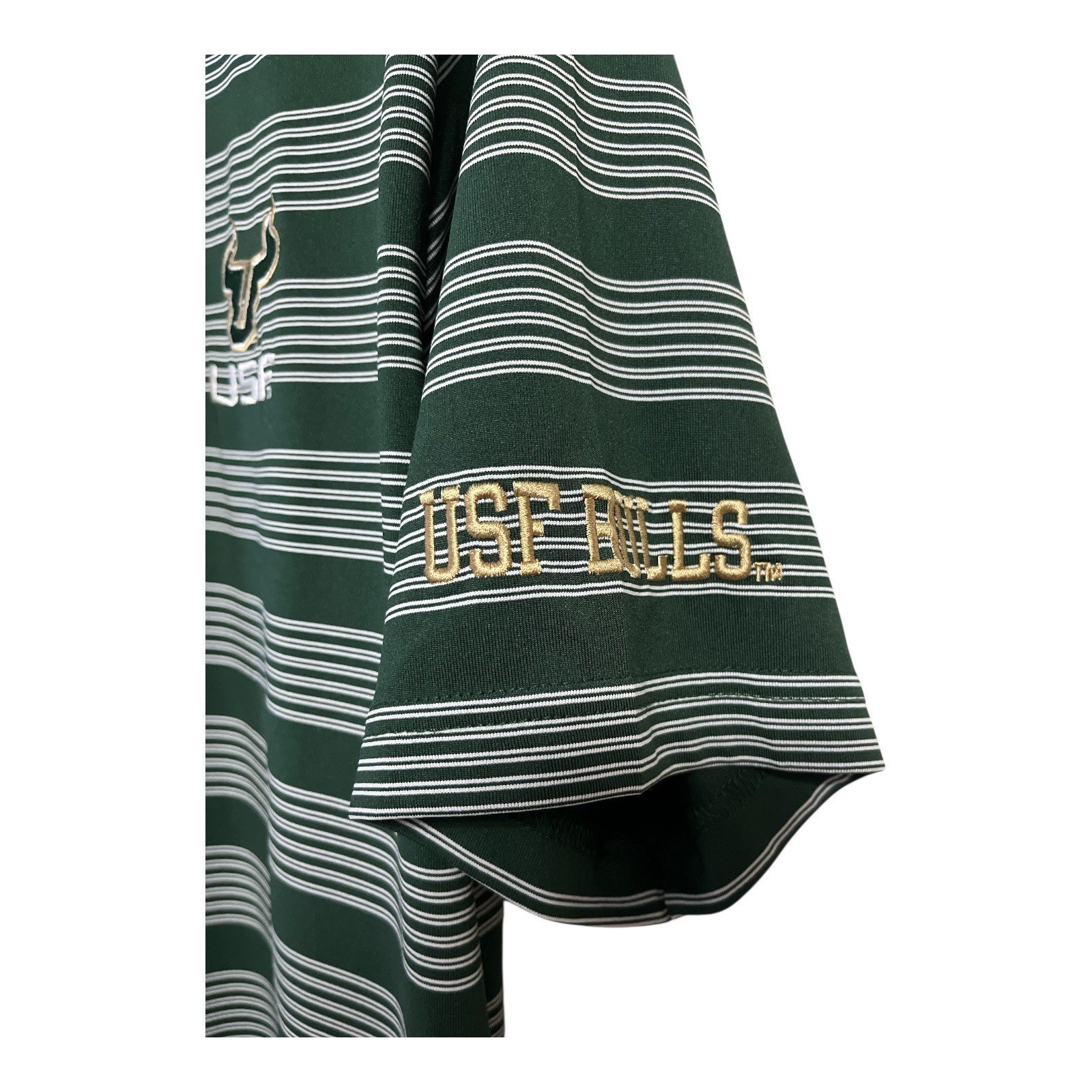 Knights Apparel USF Bulls Polo Shirt Green White Striped Men’s Size L Item image 3