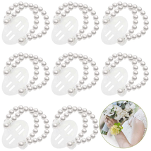 8 Pieces Elastic Pearl Wrist Corsage Bands Wristlets Stretch Pearl Weddi... - $13.73