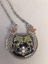 Purse Locket Necklace Cloisonne Enamel Rhinestones Stash Pill Love Holder Magnet - £39.87 GBP