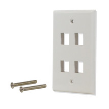 25 Pack Lot 4 port Hole Keystone Jack Wall Plate Smooth Surface White - £33.99 GBP