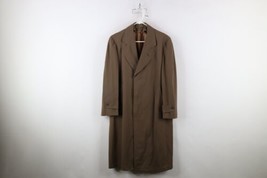 Vintage 50s 60s Rockabilly Mens 44R Distressed Wool Rayon Gabardine Trench Coat - £229.74 GBP