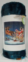 Warm Wishes Collection &quot;Santa Sleigh&quot; Royal Plush Raschel Throw Blanket 50&quot; x 60 - £25.57 GBP