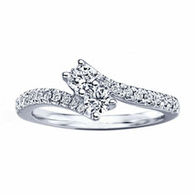 2.00 Karat Labor Erstellt Verlobung 2-Stone Umgehen Versprechen Ring 14k Weiß - £94.98 GBP