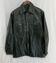 Vintage 80s Brigade By Arrow Faux Leather Jacket Vinyl Green Mens Size Large - £44.82 GBP