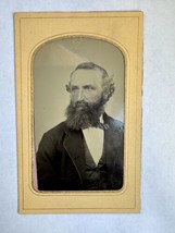 Antique CDV Tintype Photo 1860s Bearded Gentleman Man in Victorian Era Dress - $18.99