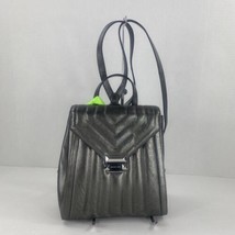 Michael Kors Backpack Whitney Quilted Metallic Gray Leather Bag B2V - $124.73