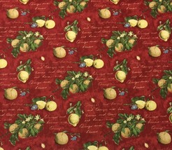 Waverly Citrus Grove Crimson Red Lemon Yellow Multiuse Fabric By The Yard 54&quot;W - £9.15 GBP