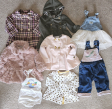 Little Girls 12 Mos Clothes Lot Teddy Jacket Trench Tahari Coat Denim Skirtalls - £34.09 GBP