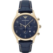 Emporio Armani Men's Classic AR1862 Blue Leather Quartz Watch - £99.11 GBP