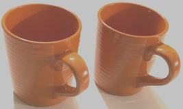 ROYAL NORFOLK Set 2 Orange Ribbed Coffee Tea Ceramic Greenbriar Mugs 12 oz New - £14.46 GBP