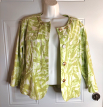 Womens Hearts of Palm Lime Green 3/4 Sleeve Gold Buttons Embellished Jacket - £11.35 GBP