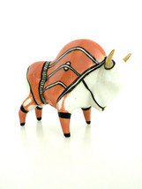 Bison Buffalo Orange Ceramic Art Sculpture Artist Mariusz Dydo Poland New - £119.03 GBP