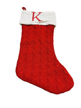 Wondershop Knit Monogram Christmas Winter  Holiday Stocking Red  Letter K 18” - £26.39 GBP