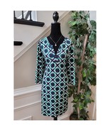 Banana Republic Shirt Dress Women's Size Large Blue Green Polyester Long Sleeves - $29.70