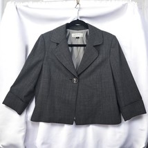 Tahari Arthur S. Levine Cropped Blazer Woman 12 Gray Professional Single Button - $28.04