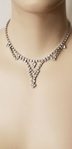 Vintage Silver Tone Prom/Formal Rhinestone Choker Necklace - £23.70 GBP