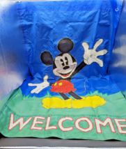 Mickey Mouse Outdoor WELCOME Flag Blue House Banner Disney Vintage - $14.49