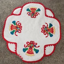 Rare Completed Vintage 1970s Bucilla Christmas Bells Tree Skirt 2106 Table Cover - £117.36 GBP
