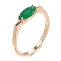 Kienl New Simple 585 Rose Gold Ring for Women Luxury Green Natural Zircon Bride  - £6.90 GBP