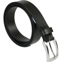 Men VALENTINI solid Leather Belt Classic Pin Buckle Big Sizes V801 black - $29.99