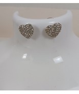Silver Tone Cubic Zirconia Heart Shaped Pierced Earrings - $202.51 MXN