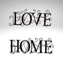 LOVE HOME Metal Word Art Wall Hangings Set Of 2 Oil Rubbed Bronze 6x16” - $15.68