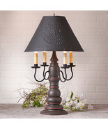 Bradford 4-Arm Wood Espresso Table Lamp W/ Punched Tin Shade Primitive C... - £290.63 GBP