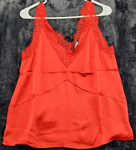 Lulus Tank Top Womens Size Medium Red Lace Floral Sleeveless V Neck Casual - £17.39 GBP