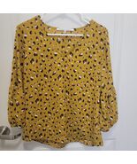 NWT Collective Concepts Daily Look Peasant Blouse Yellow Animal Print Sz... - $261.19 MXN