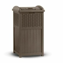Suncast Resin Wicker Trash Hideaway Outdoor Patio Garden Garbage Can - £59.49 GBP