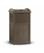 Suncast Resin Wicker Trash Hideaway Outdoor Patio Garden Garbage Can - £59.94 GBP