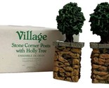 Department 56 Village Stone Corner Posts with Holly Tree 52649 - £10.97 GBP